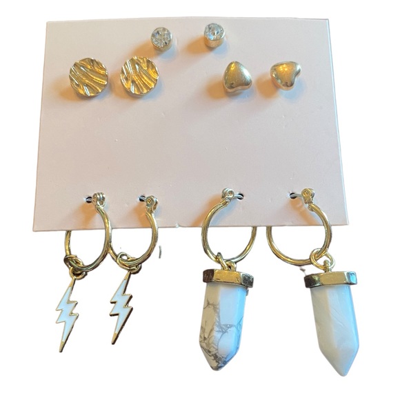 5 Pair Gold Tone Earring Set - Picture 1 of 6